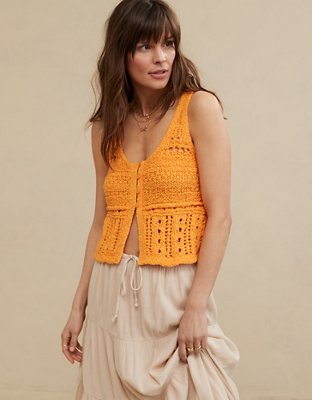 Aerie Crochet Sweater Vest Top