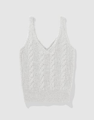Aerie Top sin Mangas Tejido en Punto Trenzado