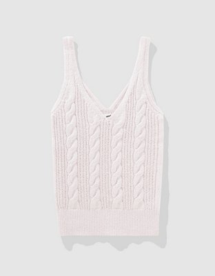Aerie Top sin Mangas Tejido en Punto Trenzado