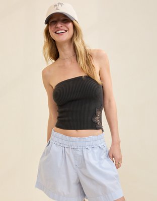 Aerie Top Tubo Tejido en Punto Elástico