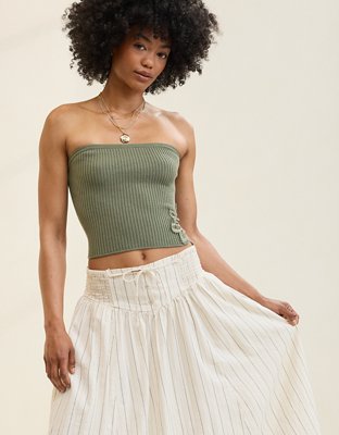 Aerie Top Tubo Tejido en Punto Elástico