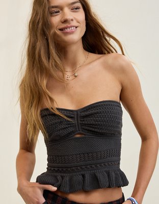 Aerie Peplum Sweater Tube Top