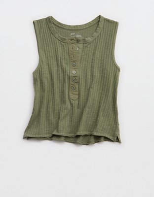 Aerie Shadow Stripe Henley Tank Top