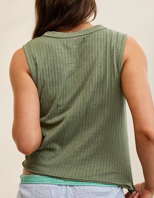 Aerie Shadow Stripe Henley Tank Top