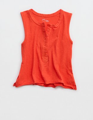 Aerie Shadow Stripe Henley Tank Top