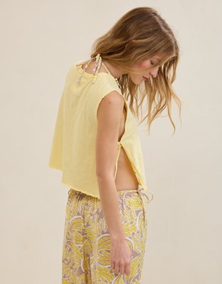 Aerie Happiest Camiseta sin Mangas con Lazo Lateral