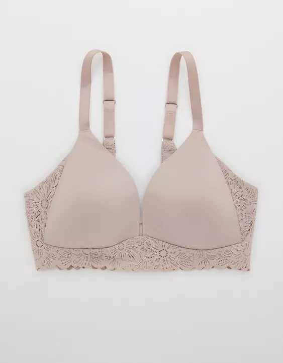 Aerie Real Sunnie Wireless Lightly Lined Blossom Lace Trim Bra