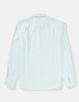 Мужские рубашки American Eagle AE Slim Fit Solid Oxford Button-Up Shirt — фото 4