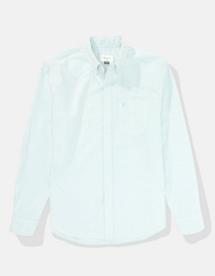 Мужские рубашки American Eagle AE Slim Fit Solid Oxford Button-Up Shirt — фото 3