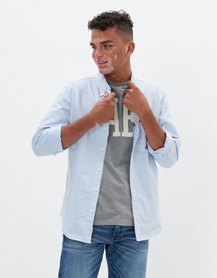 AE Camisa Oxford Slim Fit de color liso con botones