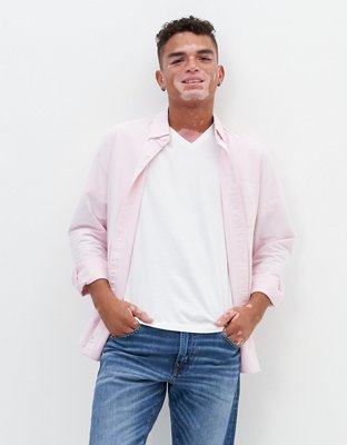 AE Camisa Oxford Slim Fit de color liso con botones