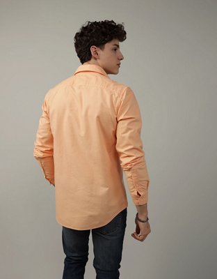 Мужские рубашки American Eagle AE Slim Fit Oxford Button-Up Shirt — фото 2