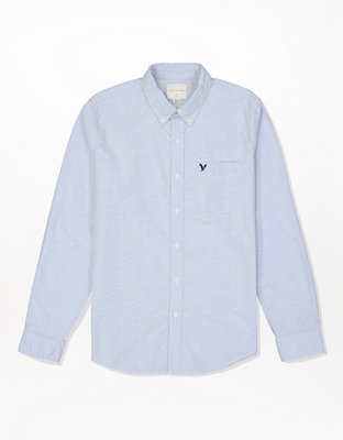 Мужские рубашки American Eagle AE Slim Fit Flex Oxford Button-Up Shirt — фото 3