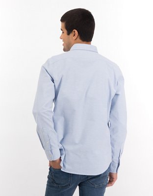 Мужские рубашки American Eagle AE Slim Fit Flex Oxford Button-Up Shirt — фото 2