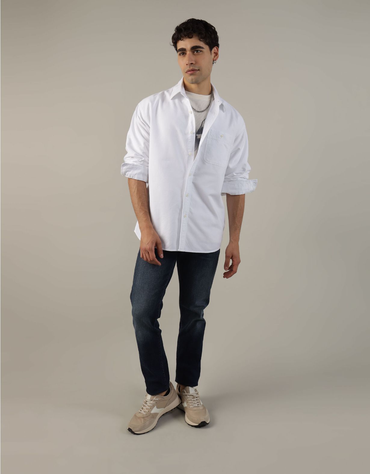 AE Oversized Button-Up Oxford Shirt