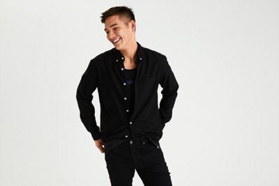 AE Long Sleeve Oxford Button Up Shirt