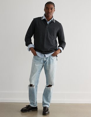 Мужские рубашки American Eagle AE Long-Sleeve Polo Shirt — фото 3