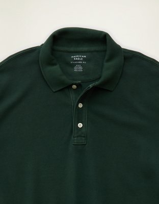 AE Standard Fit Long-Sleeve Pique Polo Shirt