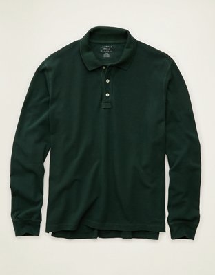 AE Standard Fit Long-Sleeve Pique Polo Shirt