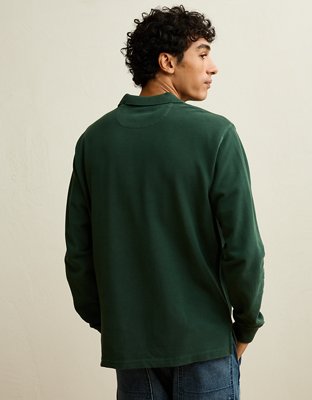 AE Standard Fit Long-Sleeve Pique Polo Shirt