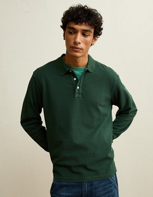 AE Standard Fit Long-Sleeve Pique Polo Shirt