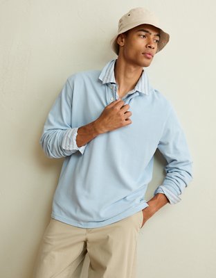 AE Standard Fit Long-Sleeve Pique Polo Shirt
