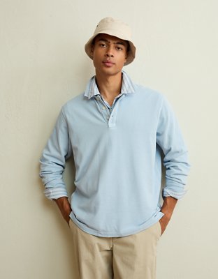 AE Standard Fit Long-Sleeve Pique Polo Shirt