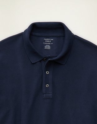 AE Standard Fit Long-Sleeve Pique Polo Shirt