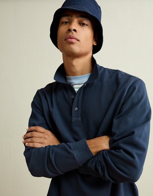 AE Standard Fit Long-Sleeve Pique Polo Shirt