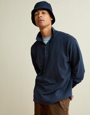 AE Standard Fit Long-Sleeve Pique Polo Shirt
