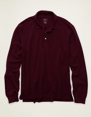 AE Standard Fit Long-Sleeve Pique Polo Shirt