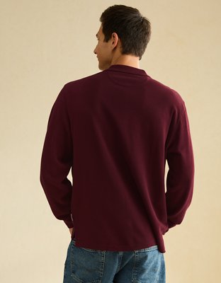 AE Standard Fit Long-Sleeve Pique Polo Shirt