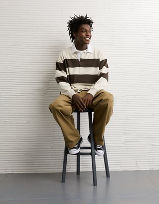 AE Long Sleeve Boxy Rugby Polo Shirt