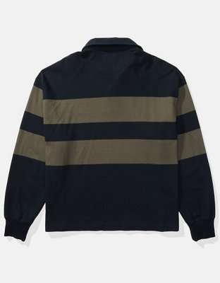 AE Camisa Polo Manga Larga Estilo Rugby