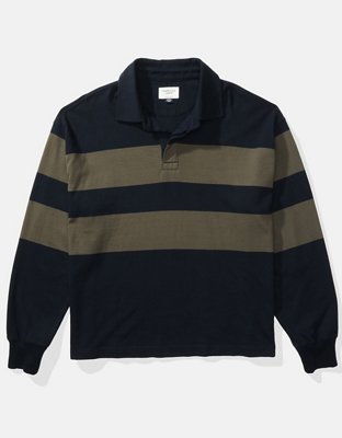 AE Camisa Polo Manga Larga Estilo Rugby