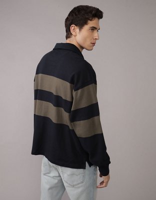 AE Camisa Polo Manga Larga Estilo Rugby