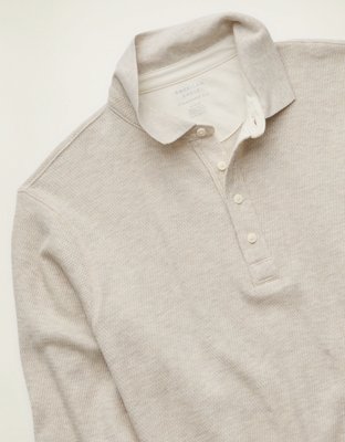 AE Standard Fit Long-Sleeve Thermal Polo Shirt
