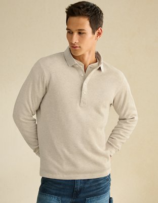 AE Standard Fit Long-Sleeve Thermal Polo Shirt