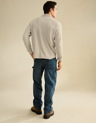 AE Standard Fit Long-Sleeve Thermal Polo Shirt