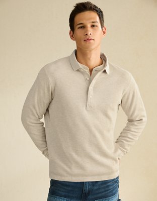 AE Standard Fit Long-Sleeve Thermal Polo Shirt