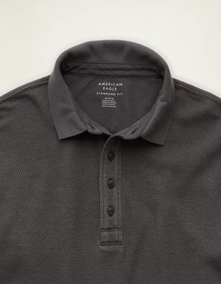 AE Standard Fit Long-Sleeve Thermal Polo Shirt