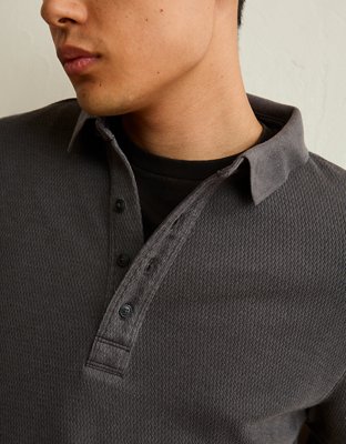 AE Standard Fit Long-Sleeve Thermal Polo Shirt