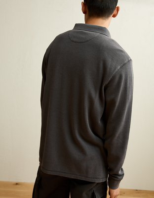 AE Standard Fit Long-Sleeve Thermal Polo Shirt
