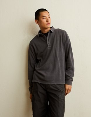 AE Standard Fit Long-Sleeve Thermal Polo Shirt