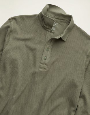 AE Standard Fit Long-Sleeve Thermal Polo Shirt