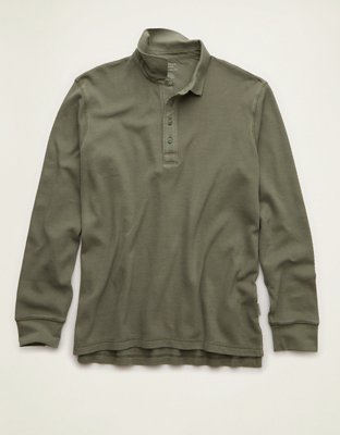 AE Standard Fit Long-Sleeve Thermal Polo Shirt