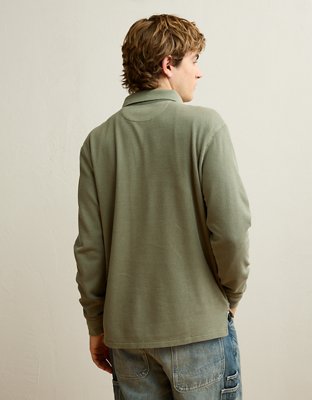AE Standard Fit Long-Sleeve Thermal Polo Shirt
