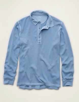 AE Standard Fit Long-Sleeve Thermal Polo Shirt