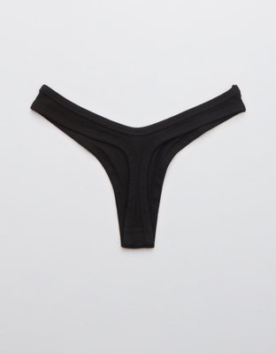 Aerie Ribbed Cotton High Cut Thong Underwear