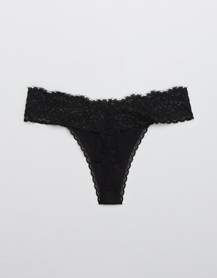 Aerie Cotton Eyelash Lace Thong Underwear